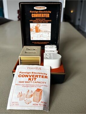 FRANZUS CA-1600 Electric Current Converter Kit 220/240V to 110/120V Foreign VTG.